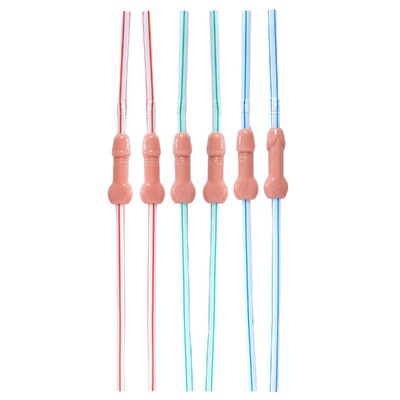 Novelty Willy Sipping Straws Pack of 6 Bendable Party Straws Hens Night