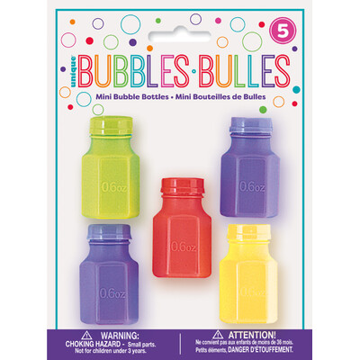 Mini Party Favour Bubble Bottles with Wand (Pk 5) 