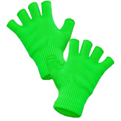 Neon Green Fingerless Knit Gloves 1 Pair