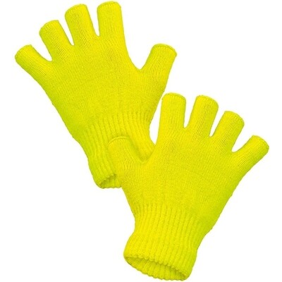 Neon Yellow Fingerless Knit Gloves 1 Pair