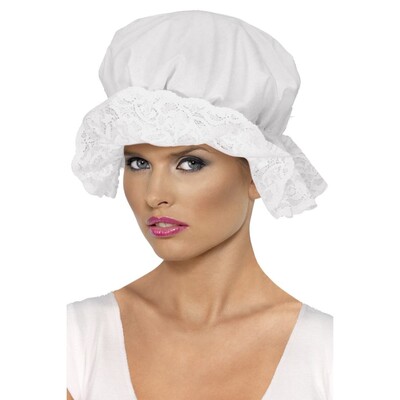 White Victorian Bonnet Mop Cap Pk 1 (MOP CAP ONLY)