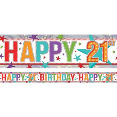 Happy 21st Birthday Foil Banner (2.7m) Pk 1