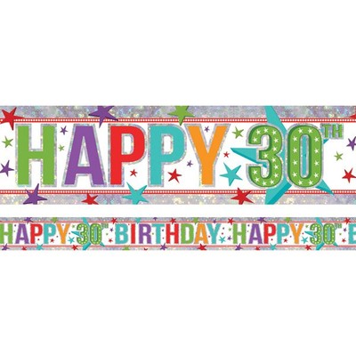 Happy 30th Birthday Foil Banner (2.7m) Pk 1