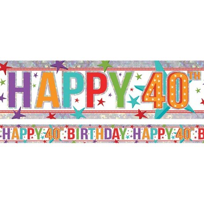 Happy 40th Birthday Foil Banner (2.7m) Pk 1