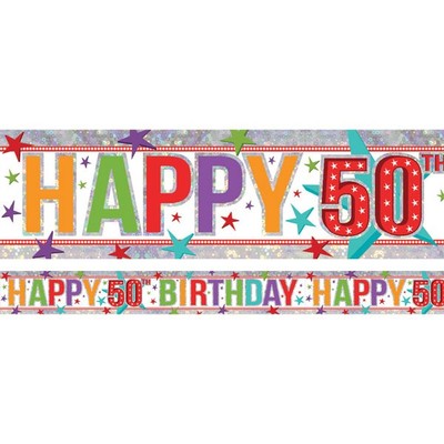Happy 50th Birthday Foil Banner (2.7m) Pk 1