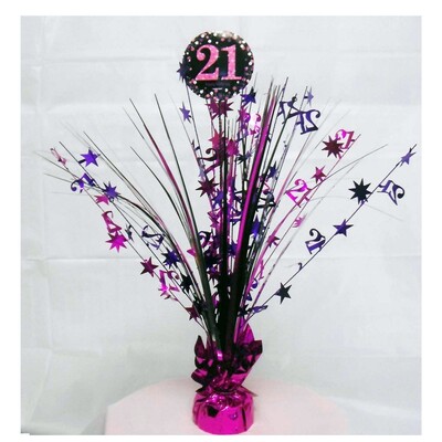 21 Pink, Purple & Black Foil Centrepiece Weight Pk 1