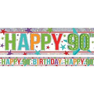 Happy 90th Birthday Foil Banner (2.7m) Pk 1