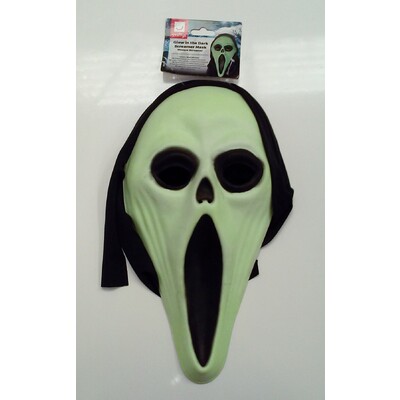 Halloween Glow in the Dark Screamer Mask with Shroud Pk 1 