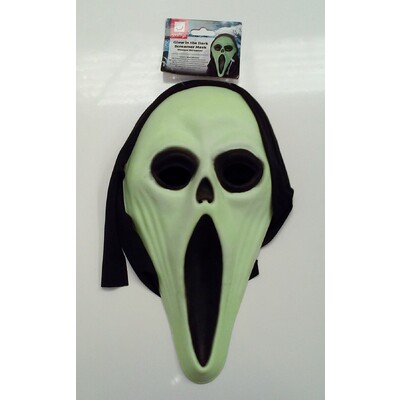 Hallowen Glow in the Dark Screamer Mask with Shroud Pk 1 