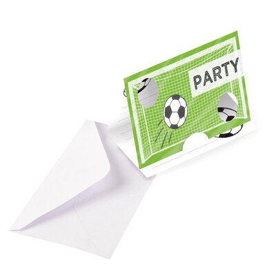 Soccer Kicker Party Invitations with Envelopes (Pk 8)