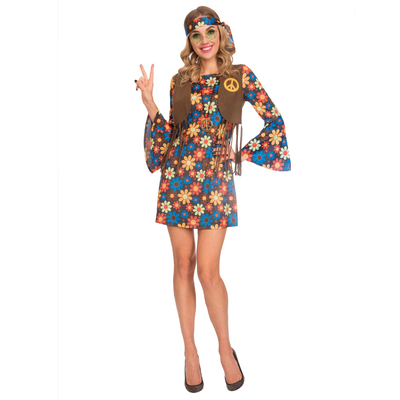Adult Groovy Hippie Dress Costume (Small, 8-10)
