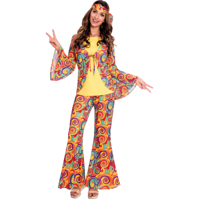 Adult Hippie Woman Pant Suit Costume (Medium, 10-12)