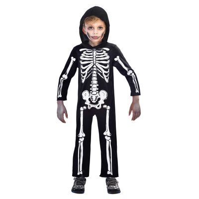Child Hooded Skeleton Halloween Costume (4-6 Yrs)