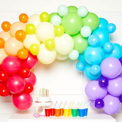 Rainbow Balloon Garland Kit (78 Balloons, Tape, Sticky Dots)