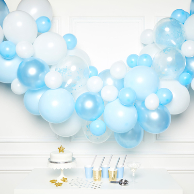 Blue, White & Confetti Balloon Arch Kit (70 Balloons, Glue Dots and Tape)