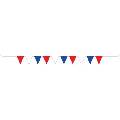 Patriotic Red White Blue Plastic Pennant Banner 5m