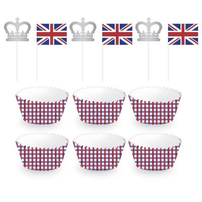 British Patriotic Cupcake Kit (Cases & Picks - 24 Pc)