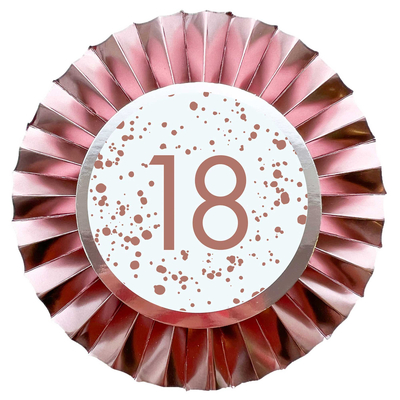 Rose Gold 18 Birthday Rosette Badge