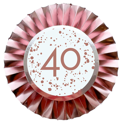 Rose Gold 40 Birthday Rosette Badge