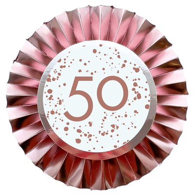 Rose Gold 50 Birthday Rosette Badge