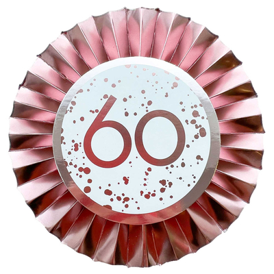 Rose Gold 60 Birthday Rosette Badge