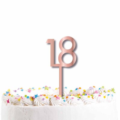 Rose Gold Acrylic 18 Birthday Cake Topper