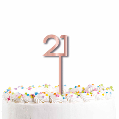 Rose Gold Acrylic 21 Birthday Cake Topper