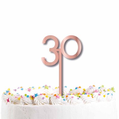 Rose Gold Acrylic 30 Birthday Cake Topper