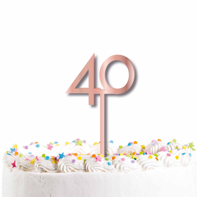 Rose Gold Acrylic 40 Birthday Cake Topper