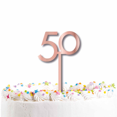 Rose Gold Acrylic 50 Birthday Cake Topper