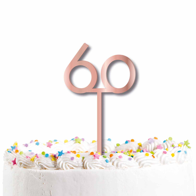 Rose Gold Acrylic 60 Birthday Cake Topper