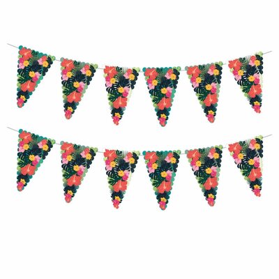 Flamingo Floral Hawaiian Pennant Flag Bunting Banner (6m)