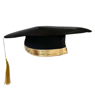 Black Mortarboard Graduation Hat with Gold Trim & Tassel