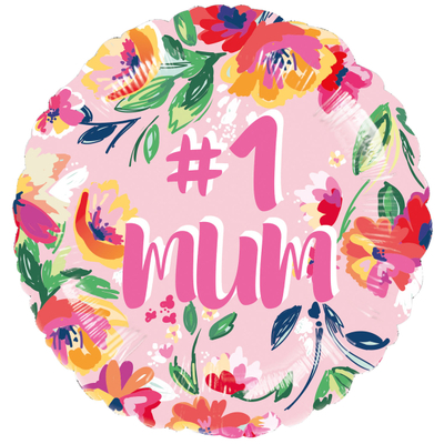 Pink Floral #1 Mum Mother's Day Foil Balloon (43cm-17in)