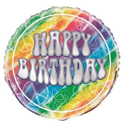 Tie Dye Happy Birthday 18in. Foil Balloon Pk 1