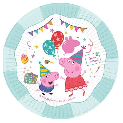 Peppa Pig Peppa's Party Paper Plates 9in 23cm Pk 8