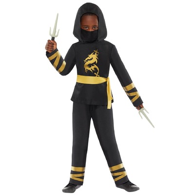 Child Kids Gold Ninja Large Costume