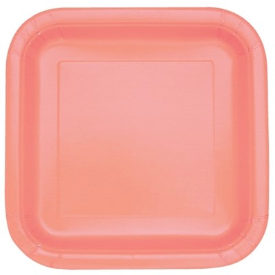 Coral 7in. Square Paper Plates Pk 16