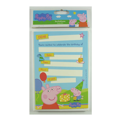 Peppa Pig Invitations with Envelopes Pk 8