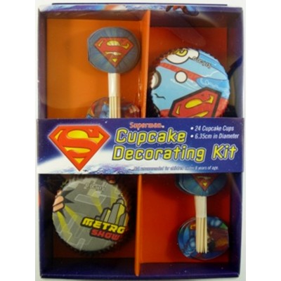 Superman Cupcake Decorating Kit Pk 24 (24 Assorted Cups & 24 Assorted Picks)