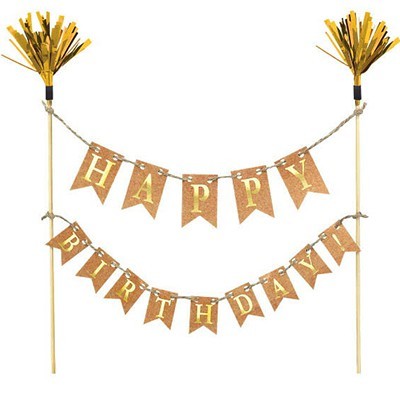 Kraft Happy Birthday with Gold Cake Topper Banner Pk 1