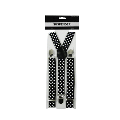 Black Suspenders with White Polka Dots (Adult) Pk 1