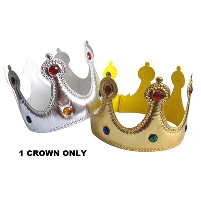 Silver or Gold Soft Crown with Jewels (Pk 1)