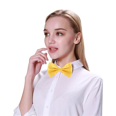 Yellow Satin Bow Tie Costume Accessory