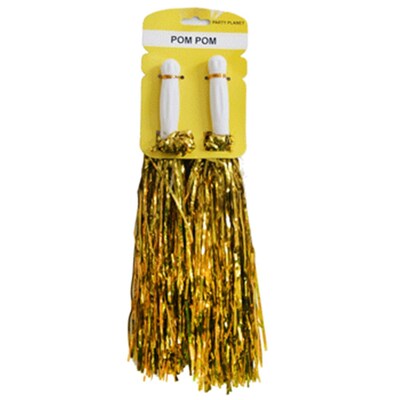 Gold Metallic Cheerleader Pom Poms (Pk 2)