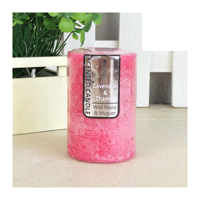 Hot Pink Wild Peony & Muguet Scented Pillar Candle (5cm x 7.5cm) Pk 18