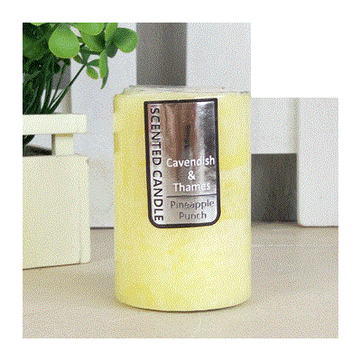 Yellow Pineapple Punch Scented Pillar Candle (5cm x 7.5cm) Pk 1
