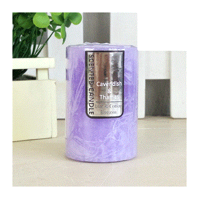 Purple Lilac & Cotton Blossom Scented Pillar Candle (5cm x 7.5cm) Pk 1