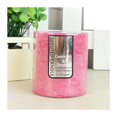 Hot Pink Wild Peony & Muguet Scented Pillar Candle (7cm x 7.5cm) Pk 1