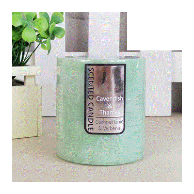 Mint Green Coconut, Lime & Verbena Scented Pillar Candle (7cm x 7.5cm) Pk 1